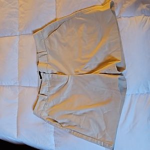 Talbots Womens Stretch Khaki Flat Front Shorts Size 10